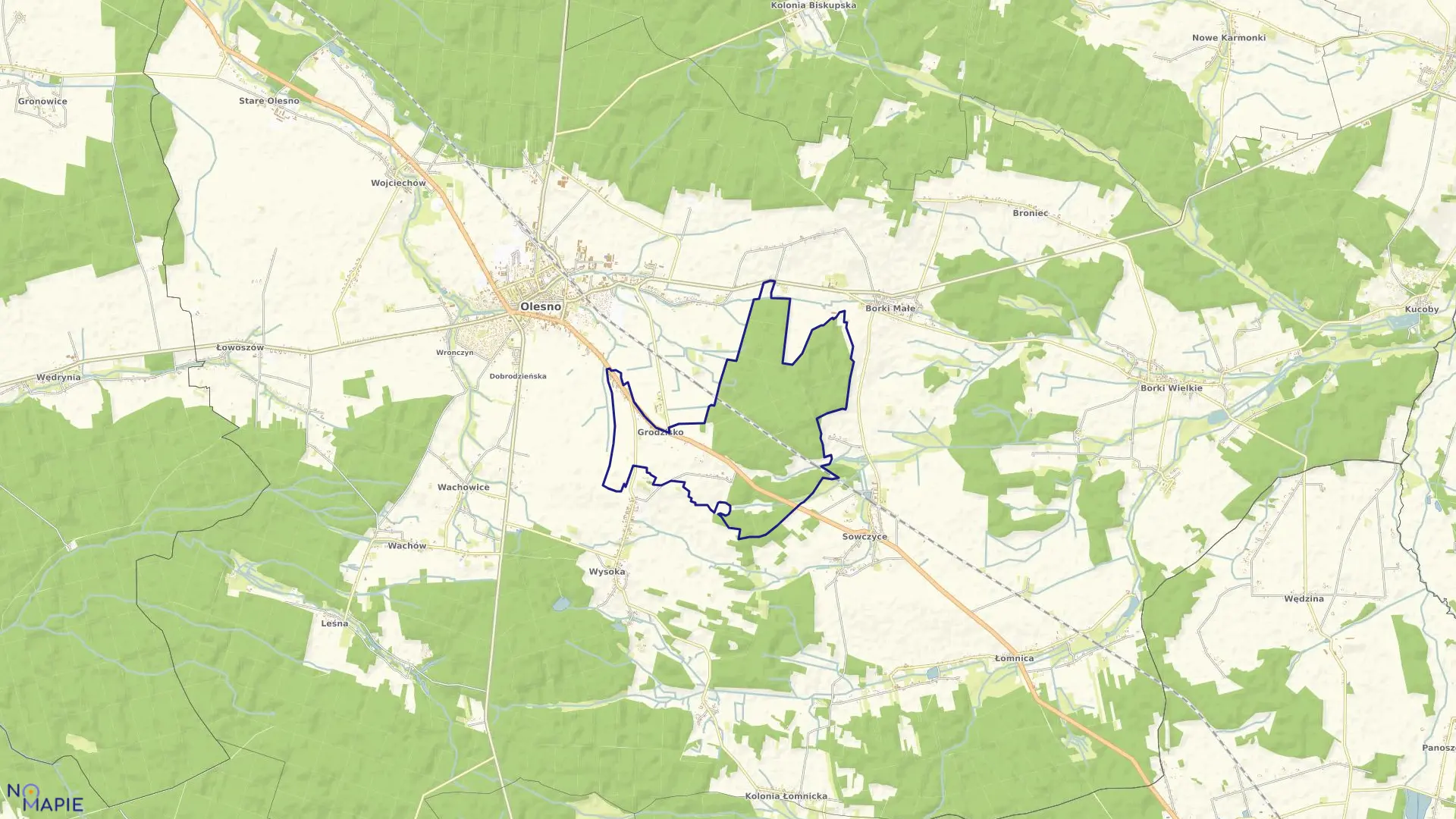 Mapa obrębu GRODZISKO w gminie Oleśno